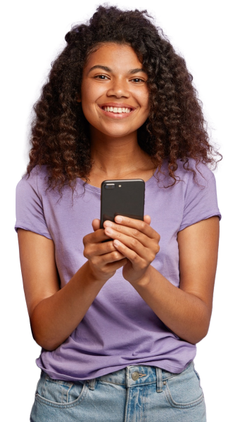 Happy woman with phone